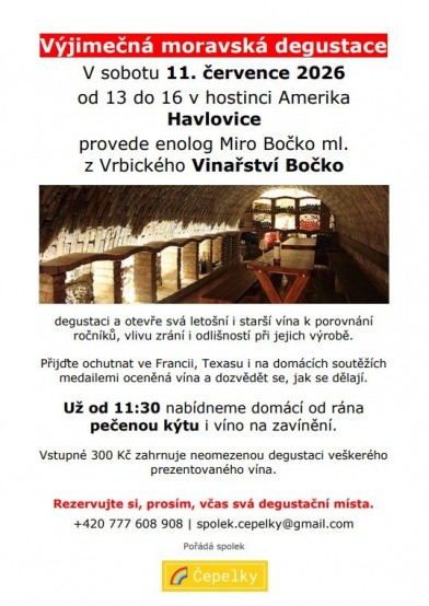 Degustace  moravských vín z Vrbice i s vinařem Bočkem mladším je za dveřmi, zastavte se ochutnat nejen vína, ale i vepřové z grilu s opékanými bramborami a grilovanou zeleninou…